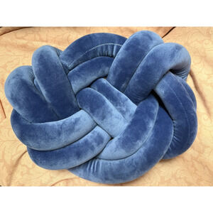 Blue 14 Inch Knotted Throw Pillow Decorative Cushion for Modern Spaces